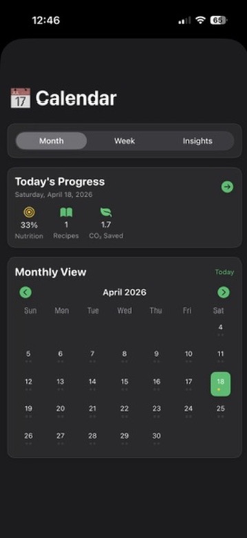 Plentish app — Calendar View