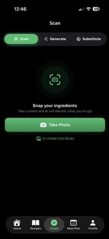 Plentish app — AI Recipe Scanner
